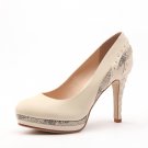 Ultra-luxurious Diamond Pattern Heel  Rivet Mosaic High Heel Shoe in White