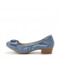 Chain Plait Butterfly Decoration Pig Skin Upper Soft Sole Mid-heel Shoe in Blue