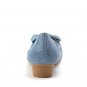 Chain Plait Butterfly Decoration Pig Skin Upper Soft Sole Mid-heel Shoe in Blue