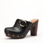 big button decoration chunky heelsandal in Black
