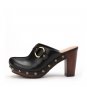 big button decoration chunky heelsandal in Black