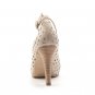 hollow pattern beef leather high heel sling back shoe in beige