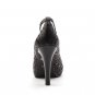 hollow pattern beef leather high heel sling back shoe in black