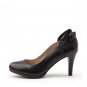 butterfly plus lotus decoration sheepskin high heel shoe black