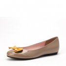 polish upper butterfly decoration round-toe  flat shoe khaki