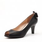 Love-shaped Pendant with butterfly decoration mid-heel open-toe shoe black