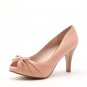 pleated butterfly decoration high-heel open-toe shoe pink