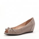 butterly decoration peep-toe wedge heel women shoe beige