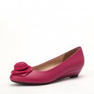 flower decor  round-toe wedge heel shoe in pink