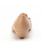flower decor round-toe wedge heel shoe in beige