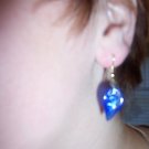 Blue glass feather earings