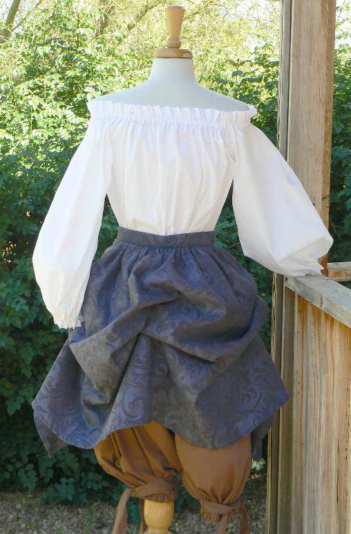 Renaissance Pirate Outfit with Bustle Skirt Breeches LARP Wench
