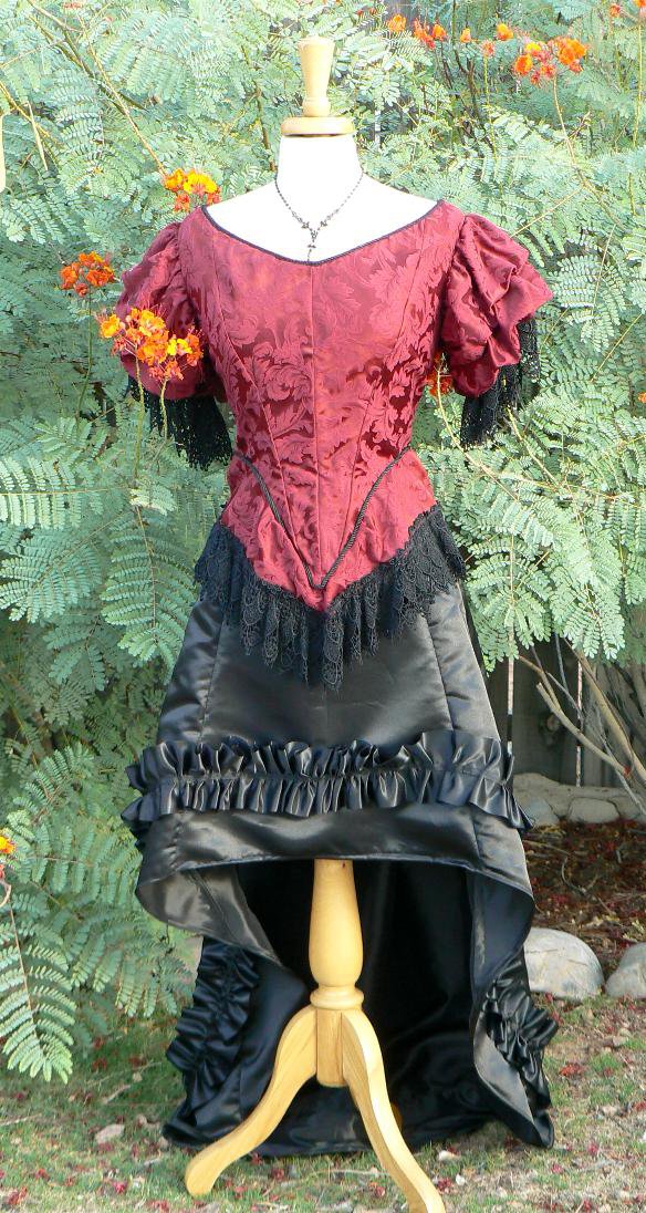 Short Victorian Bustle Skirt Steampunk Saloon Girl Satin