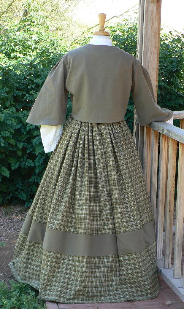 Zouave Jacket Skirt Set Civil War Style Bolero in Cotton Plaid