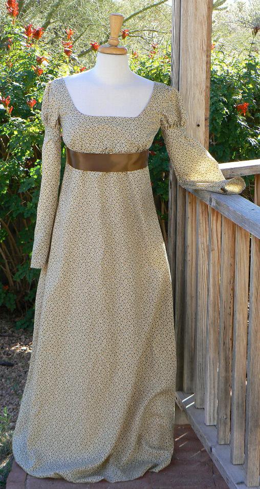 Regency Era Jane Austen Dress Cotton Floral Empire Waist