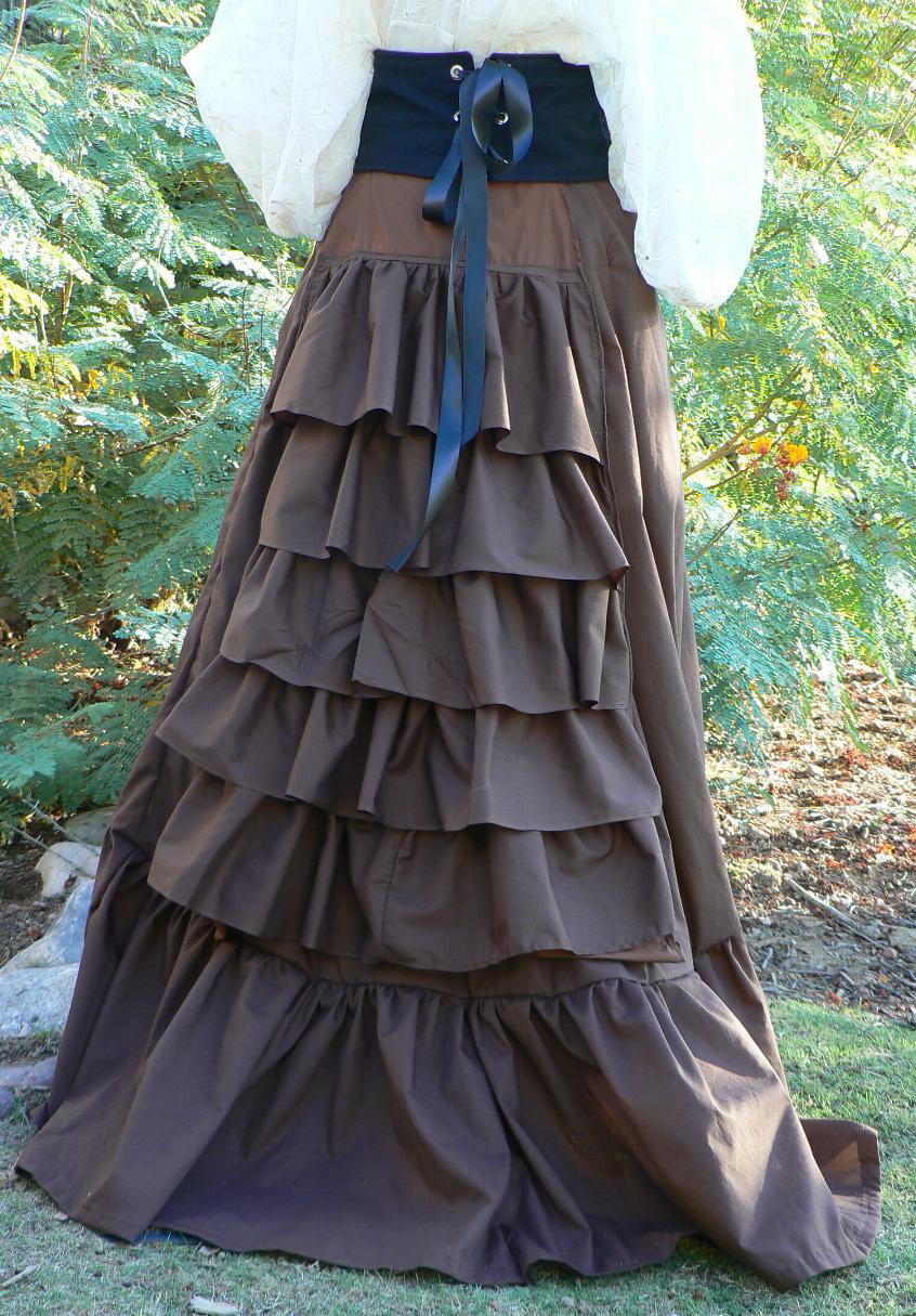 Victorian Bustle Skirt Ruffles Cotton Sweeney Todd Style