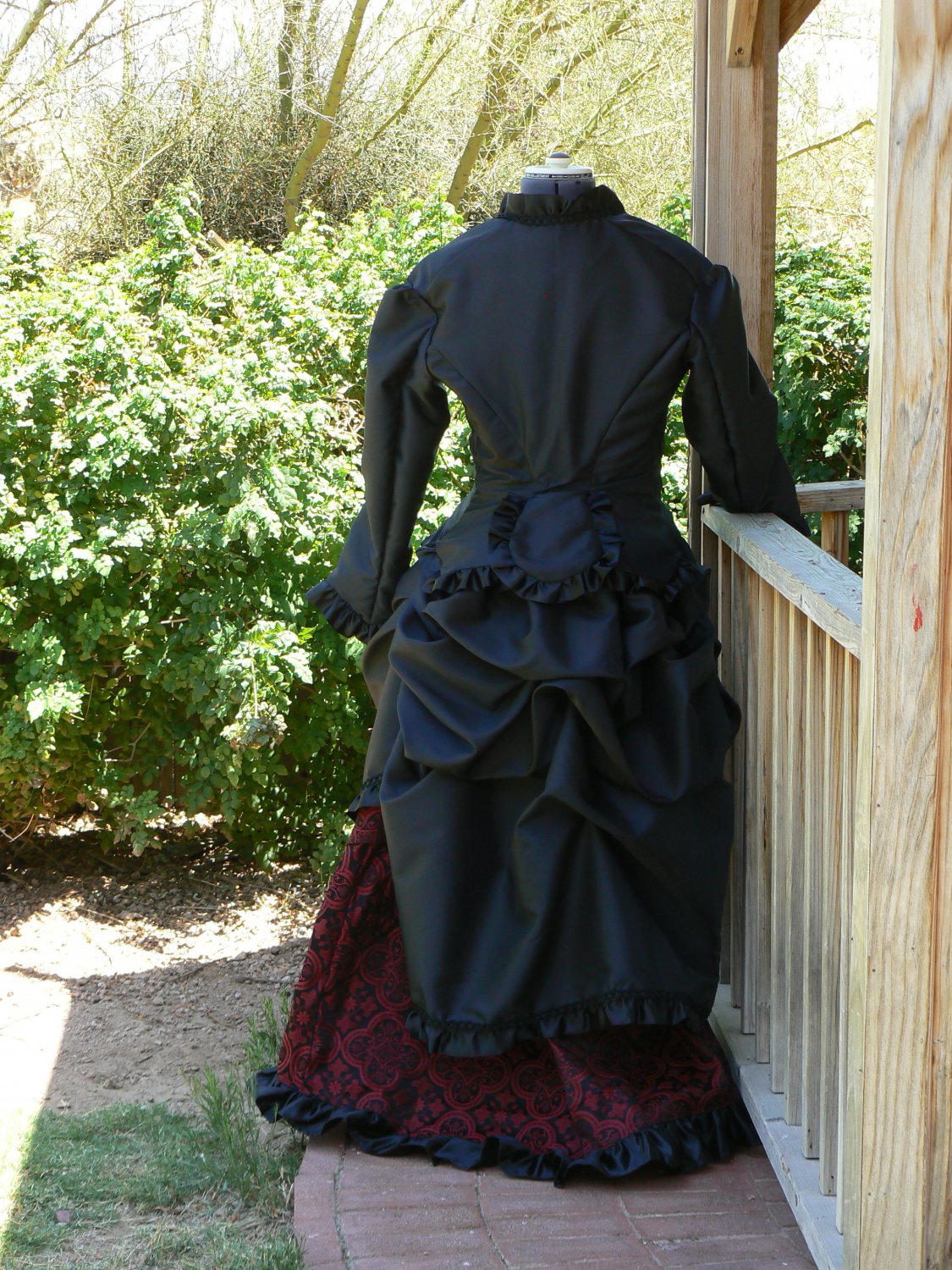 Victorian Bustle Dress Polonaise Steampunk Satin Brocade Vestment Ballgown