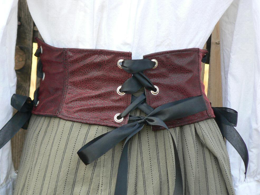 Faux Leather Waist Cincher Corselet Grommets Renaissance Pirate