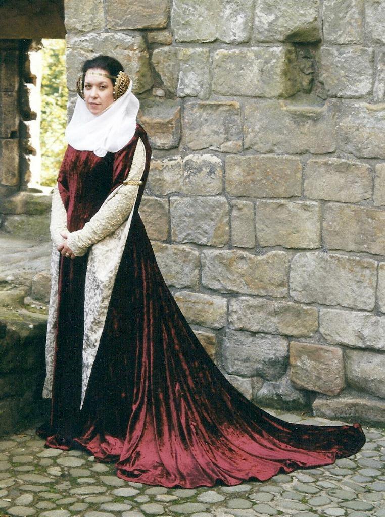Medieval Gown Cotehardie with Train Velvet SCA LARP Wedding