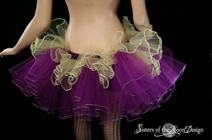 Purple Rave Frill Trimmed Extra Poofy Dance Tutu Skirt Adult Large 1168