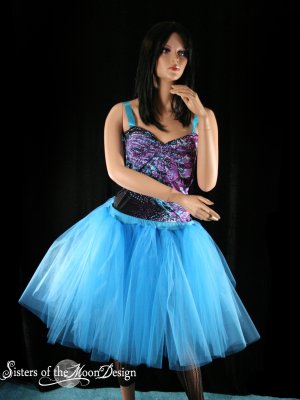 Turquoise Romance extra poofy knee length tutu skirt petticoat Adult XXLarge Plus