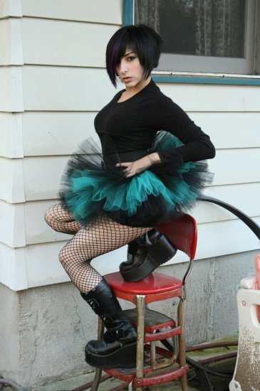 Peek A Boo Mico Mini Black And Teal Adult Tutu Small