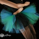 Triple Threat Two tier tutu black turquoise and green Adult Medium