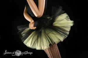 Peek a boo mini black and yellow tutu skirt Adult Medium