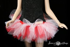 Peek a boo mini red and white tutu skirt Adult Small