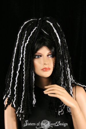 Black Hole black and white yarn  hair falls