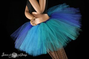 Mermaid blue, turquoise, teal and green Monster dance tutu Adult petticoat Large