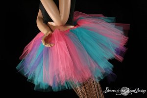 Cotton Candy Extra puffy pink, purple and turquoise adult petticoat Small
