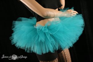 Mini teal Peek a boo mini tutu skirt Adult Small