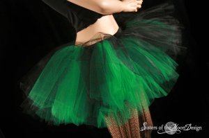 Black and green Layered two tone gothic adult dance tutu Medium