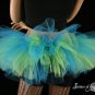 Large Peek a boo mini turquoise and neon citrus tutu skirt Adult