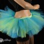 Small Peek a boo mini turquoise and neon citrus tutu skirt Adult