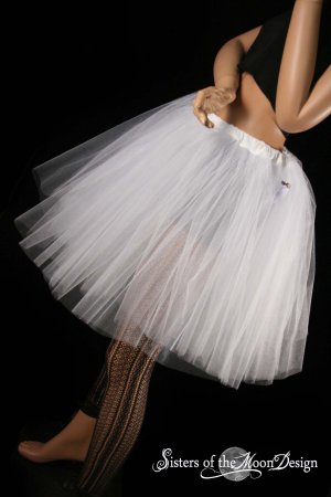 Medium White Romance extra poofy knee length tutu skirt petticoat Adult