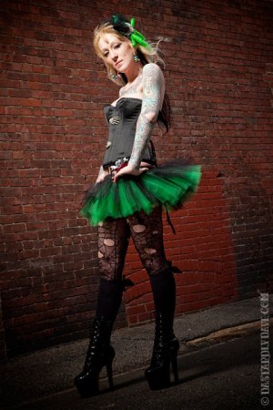 Peek a boo mini black and green tutu skirt Adult large