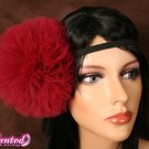 burgundy Pom pom headband tutu tulle hair bow white turquoise snow queen pom pom children adults