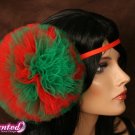 Ultra Christmas Cheer tulle hair bow pom pom perfect for children and adults red green party elf