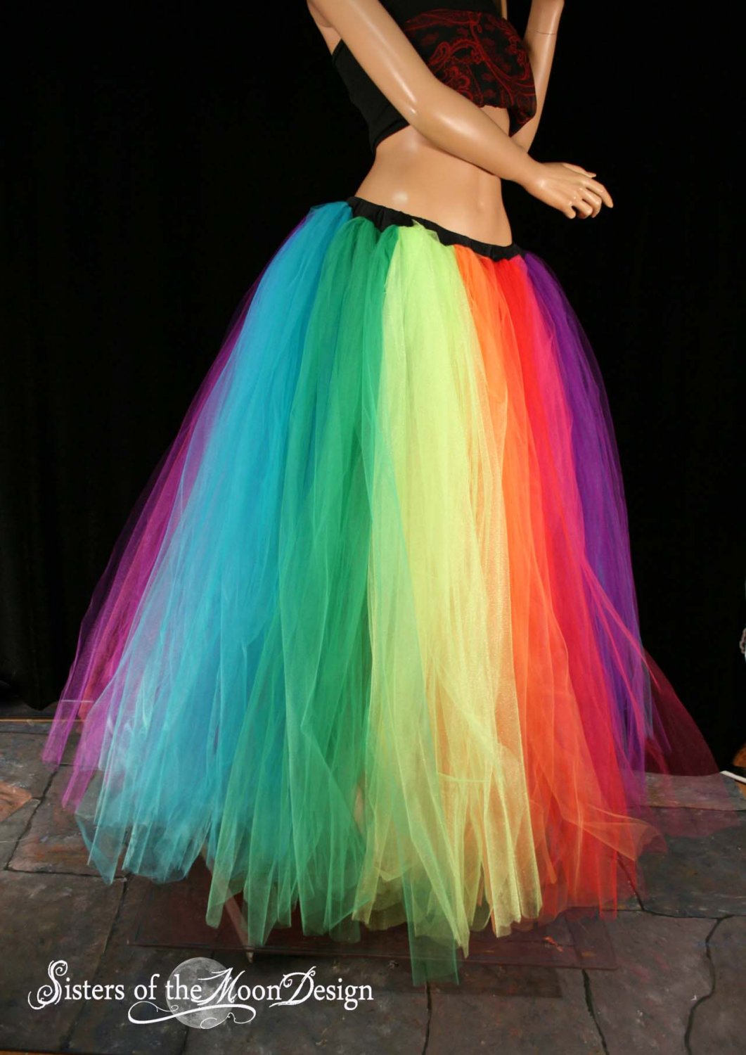 Small Tutu Skirt Rainbow Streamer Floor Length Formal Adult 6486