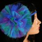 Peacock tutu tulle hair bow pom pom huge perfect for children and adults