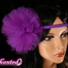 Purple passion tutu tulle hair bow pom pom huge perfect for children and adults