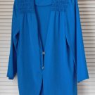 Susan Graver S.G. Sport Long Sleeve Smocked Yoke Jacket MEDIUM Turquoise