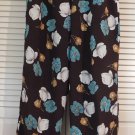 Graver Studio Peony Print Drawstring Crepe Pants (A42515) Large CHOCOLATE FLORAL