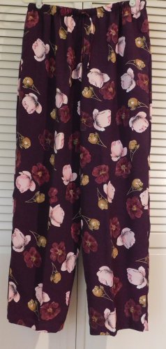 Graver Studio Peony Print Drawstring Crepe Pants (A42515) Large EGGPLANT FLORAL