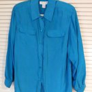 PETITE SOPHISTICATE Women's button front silk top long sleeves Medium