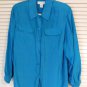 PETITE SOPHISTICATE Women's button front silk top long sleeves Medium