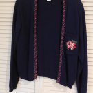 The Villager Sweater Navy with flower motif accents size Small