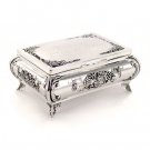 Footed Floral Design Silver Plated Jewelry and Trinket Box
